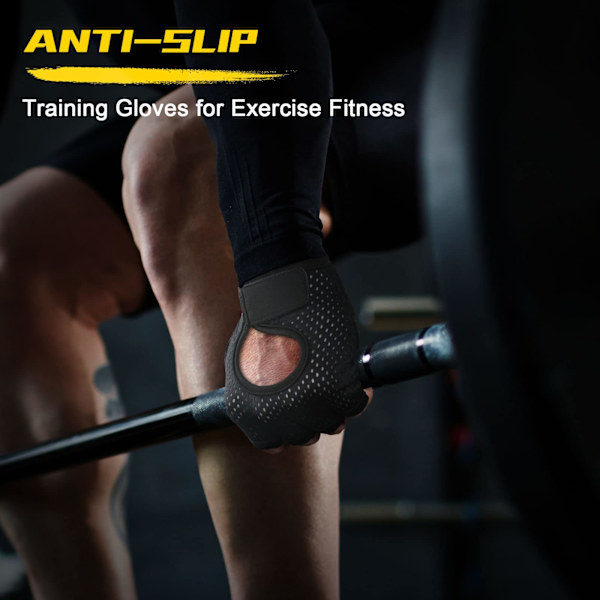 Fitnesshandskar, andningsbara träningshandskar med mikrofibertyg, halkfria silikongymhandskar, tyngdlyftningshandskar, sporthandskar M