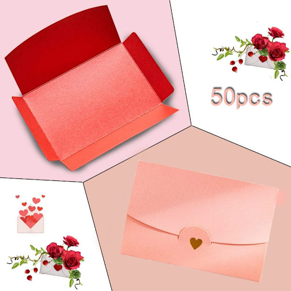 50 st Mini Presentkort Kuvert, Rosa Mini Kuvert