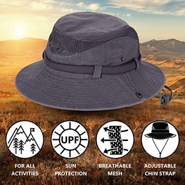 Solhat UV-beskyttelse Bucket Hat Sommerhatte (Grå)