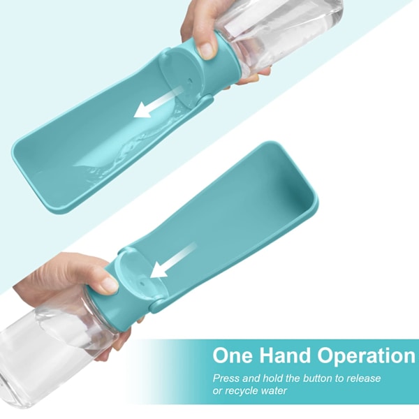 Taitettava koiran vesipullo, koiran matkavesipullo (sininen 550 ml)