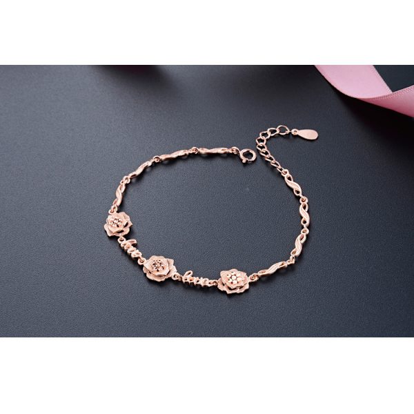 Silver Bangle för kvinnor, S925 Silver Armband Utsökt blomma kärleksbrev vänskapsarmband justerbar charm smycken present till kvinnor flicka