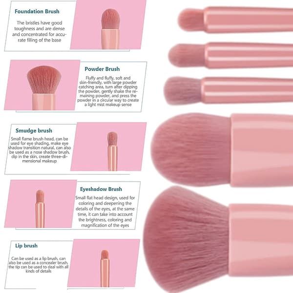 5 stk. bærbart makeup-børste sæt med spejlboks