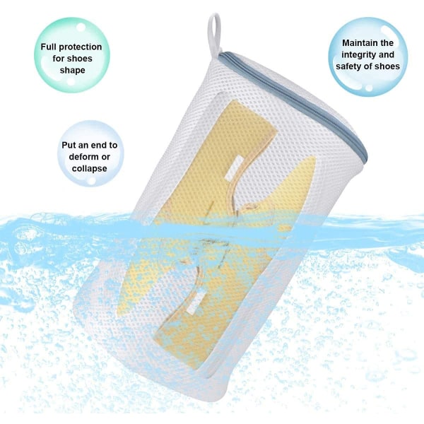 Vaskeripose for sko, polyester mesh skobager, sett med 2 (XL+ L)