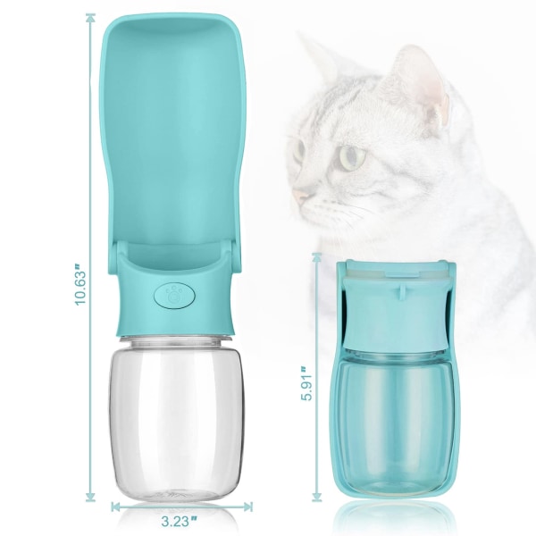 Hopfällbara vattenflaskor för hund, vattenflaska för hundresor (blå 350 ml)