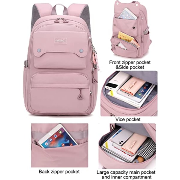 Casual ryggsäck för tonårsflickor High Middle School Daypack (svart)