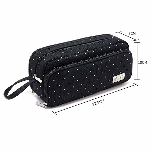 Etui med 3 rum, stor kapacitet blyantpose black