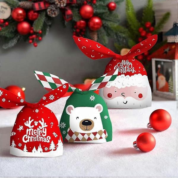 6 st Julgodispåsar, Santa-påsar i plast för julklappar