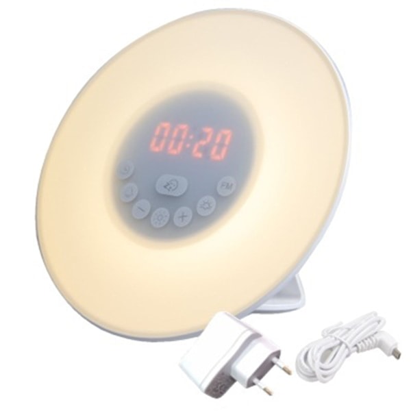 Analog solopgangs vækkeur lampe alarmur LED nattelys sengebordslampe
