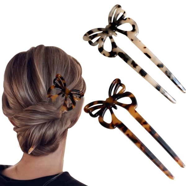 Hiusneulahaarukkatikut 2 kpl Butterfly Hairpin Vintage U -muotoiset hiusneulat Selluloosaasetaattikilpikonnankuorihiusneulat Hiushaarukka hiusklipsi