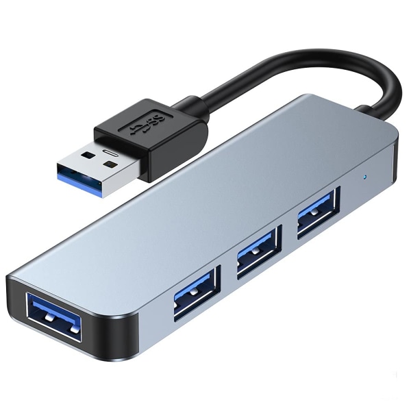 USB-hubb 3.0, USB 4-portars hubbadapter, aluminiumskal USB 3.0-hubb kompatibel med PC, MacBook Air, Mac Pro/Mini, PS5, Xbox One, flash-enhet, mobil hårddisk