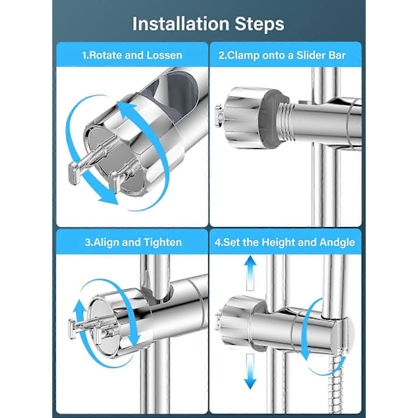 Udskiftningsbrusehovedholder, Universal Justerbar Brusehovedholder