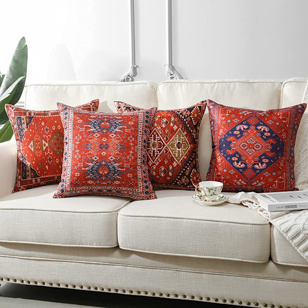 Kuddfodral 45cm x 45cm Set om 4 Bohemisk Stil Dekorativa Kuddfodral(Exotic)