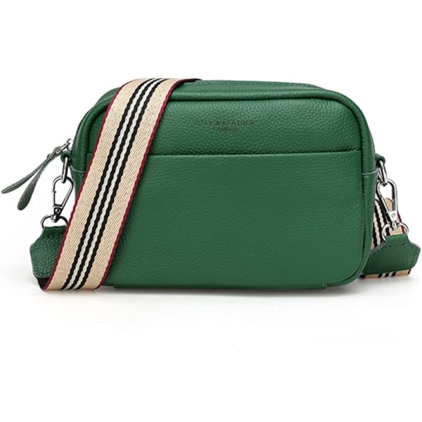 Crossbody-väska för kvinnor, liten äkta lädergrön