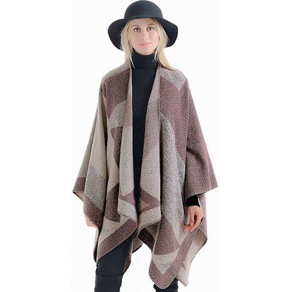 Naisten poncho neulottu ylisuuri peittoviitta huivi pink