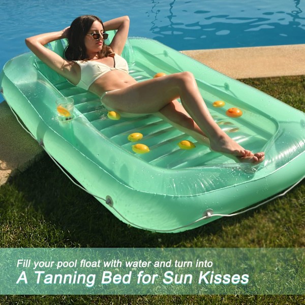 Stor Uppblåsbar Pool Float Lounger, Solbadkar, Uppblåsbar Solbad Poolflotte med Kudde för Utomhusbruk, Trädgård, Bakgård Sommar Vattenpoolparty