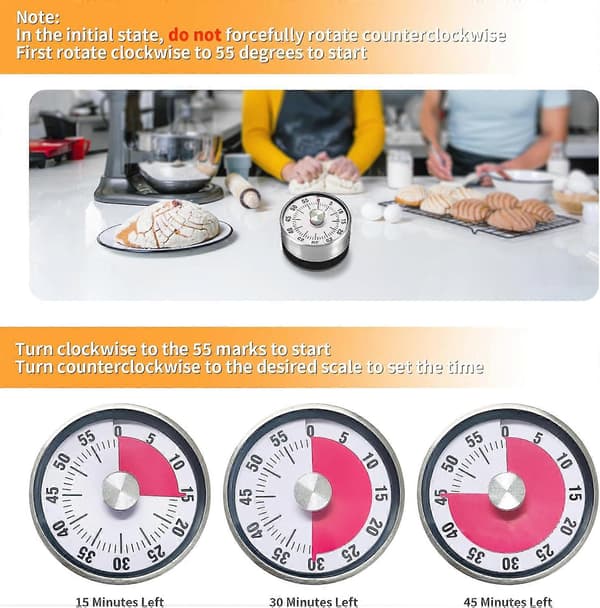 1 mekanisk kjøkkentimer, visuell timer
