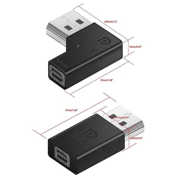 Mini Dp Til Dp Kabeladapter Displayport Konverter Hode 8k 60hz 4k 2k 165hz
