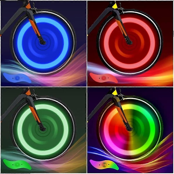 Cykel Egerlys 4-pak Dæk Blinkende Lys LED Neon Hjul Blinkende Cykellys Vandafvisende 3 Blinkende Tilstande Cykling Four colors