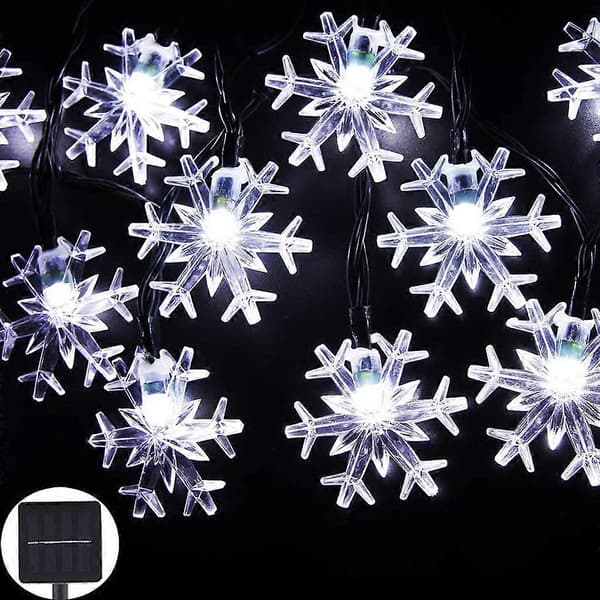 Solar Snowflake lyskæde med 20 LED-fe lys til juledekoration White