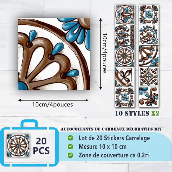20 st Kakeldekor Kök Badrum, Retro Arkitektonisk Stil