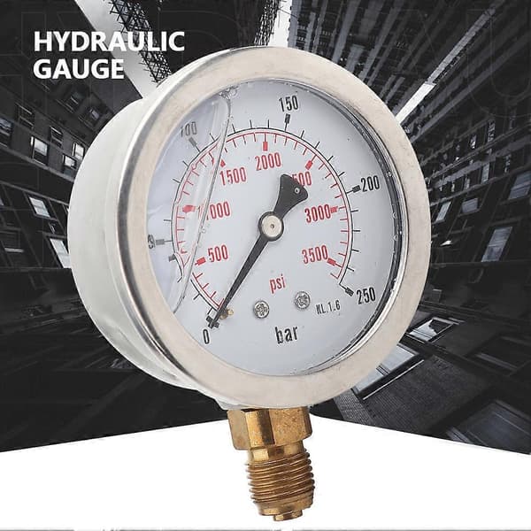 Hydraulisk vandtryksmåler 0-3750 PSI G1/4 63 mm skive