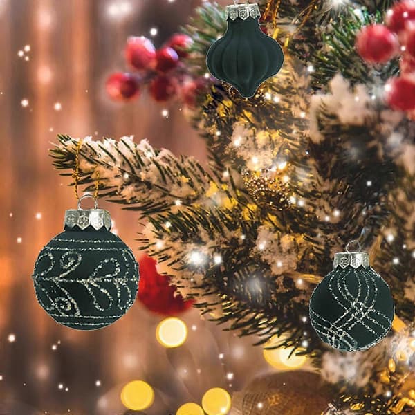 Julepynt 16 Deler Flocked Julekuler Julepyntsett Flere Stiler av Juletrepynt Kan Også Brukes Til Andre