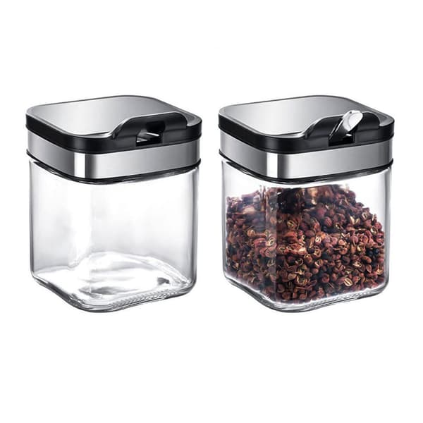 3-pack värmebeständig glas kryddburk, flip lock kryddbox