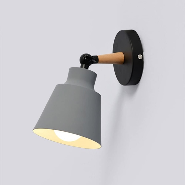 Vinkeljusterbar metall liten vägglampa sovrum säng huvud E27 vägglykta studierum badrumsbelysning vägg, glödlampa ingår ej, grå grey