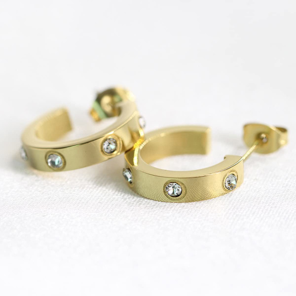 Venskab Øreringe til Kvinder Designer Cubic Zirconia Guld Rustfrit Stål Hoop Huggie Cuff Studs Venskab Smykker Mors Dag Fødselsdagsgaver