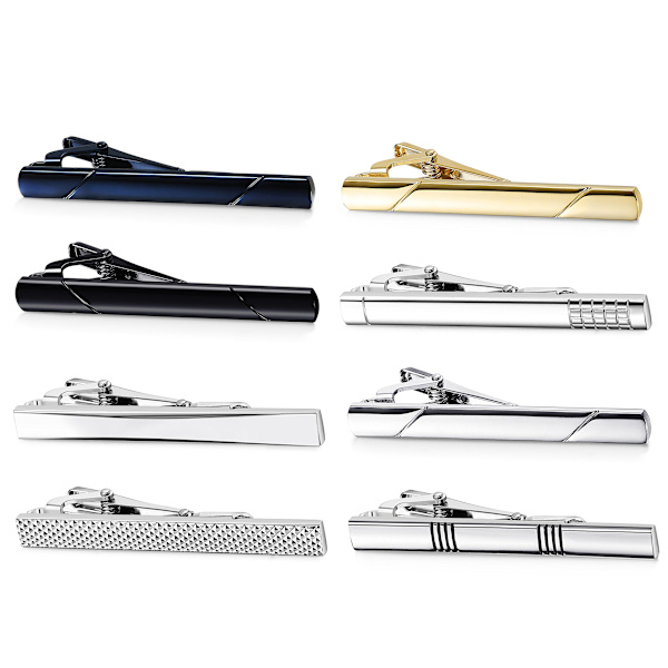 8 stk slipsklipssett for menn slipsklipssett for vanlige slips slipsklips for bryllup forretningsklips med eske