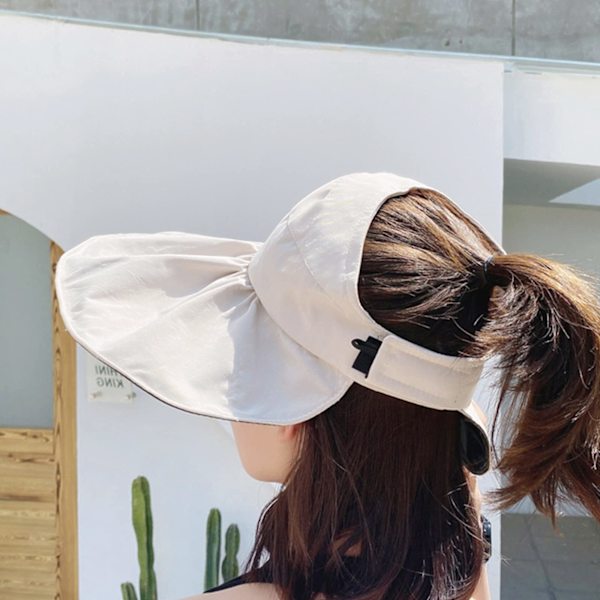 Hatte Damer Solhatte Stor Bred Skygge Hestehale Hat(Beige)