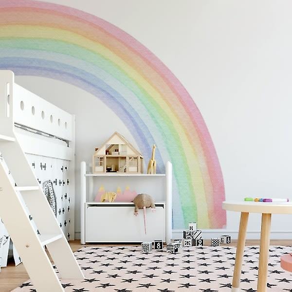 Store veggdekor i akvarellregnbue, Boho Rainbow veggdekor