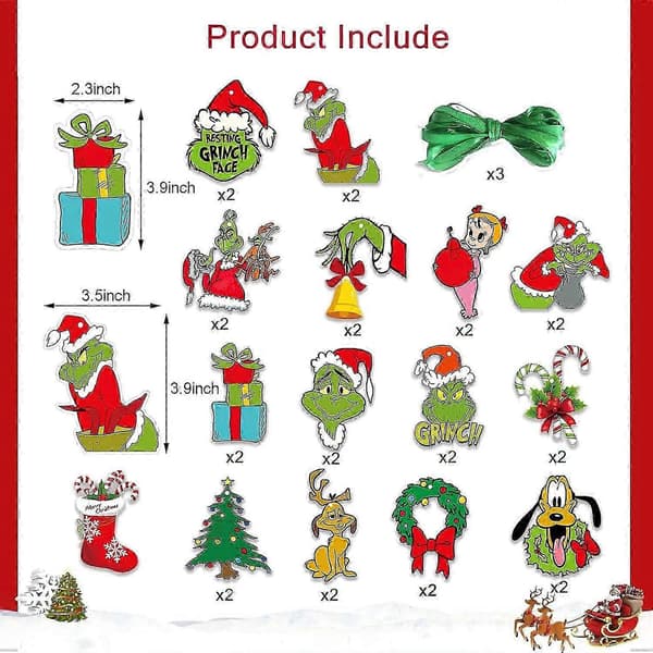 Julepynt - 30 stk. Grinch Julepynt Julepynt Julepynt Innendørs Hjemmeinnredning