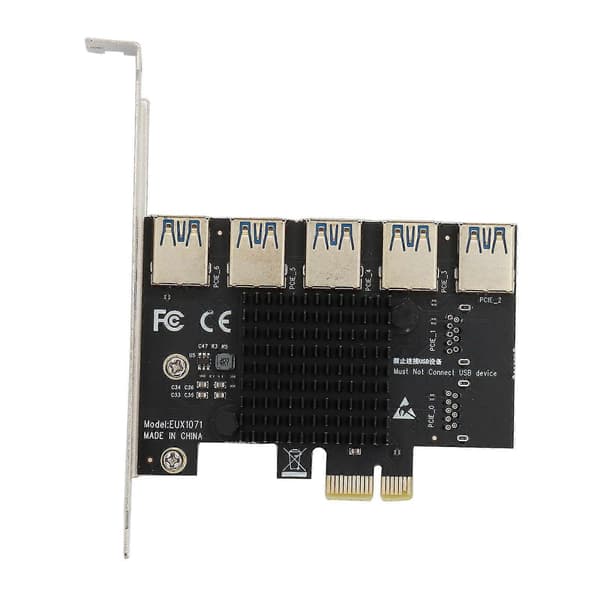 PCI-E Riser Board 1 til 5 GPU Extender Riser Kort USB 3.0 GPU Adapter 16x Slots