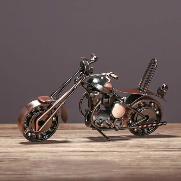 Kreativ Retro Håndlodning Smedejern Kunst Harley Motorcykel Model, Moto Samling Hjem Indretning Ornamenter til Motorcykelentusiaster eller Børn (Bronze)