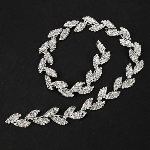 1,5 cm bred Rhinestone Bånd Tre Blad Design AAA Diamant Wrap Rull Dekor - 1 Yard