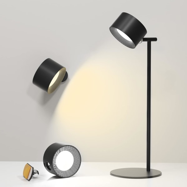 Skrivebordslampe LED Oppladbar Batteri Multifunksjonell Sengelampe Dimbar Berøringskontroll Varm/Hvit Fargetemperaturmodus 360° Roterbar Magnetisk Avtakbar black