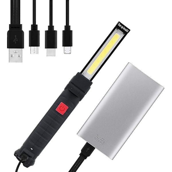 Oppladbar LED-arbeidslampe, bærbar kraftig oppladbar LED-arbeidslampe 5 moduser Cob Magnet-lampe