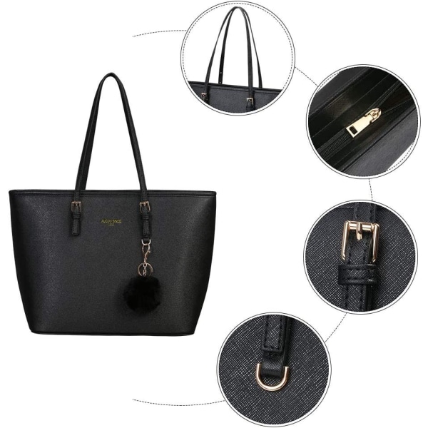 Damhandväska Tote Bag, 15,6 tum PU-läder axelväska