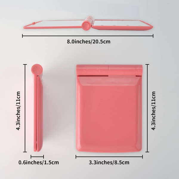 kompakt spejl, oplyst forstørrelsesspejl, foldbart håndholdt dobbeltsidet rejsespejl, håndholdt spejl med naturligt dagslys (pink)