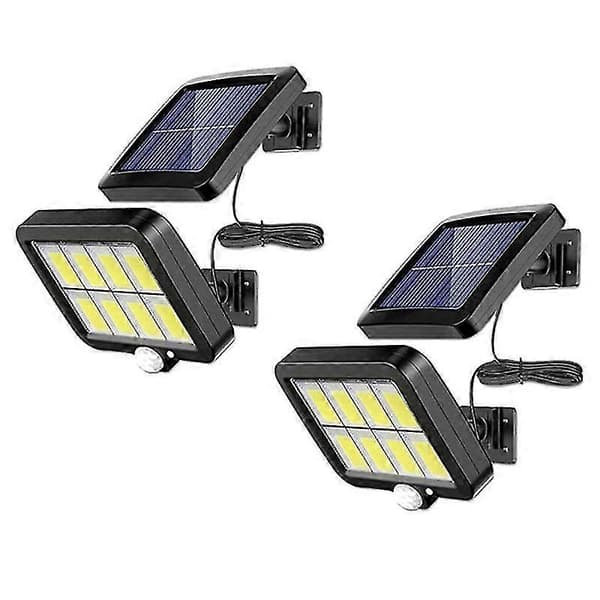 2stk 2000 Lumen 160 Solcellsvägglampor Ip65 Vattentät Trådbunden Rörelsesensor Säkerhetsstrålkastare Justerbar