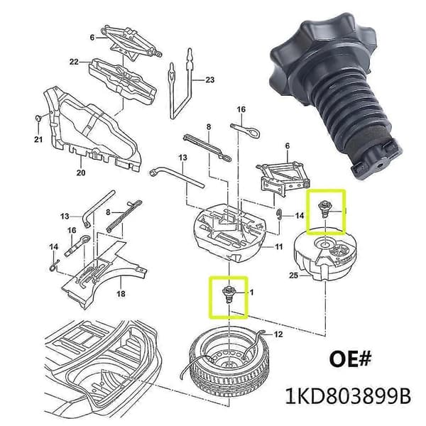 Reservhjul Fästbult Fästen Klämskruv 1KD803899B För Golf 6 MK6