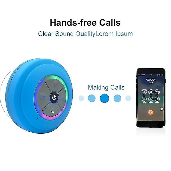 Bts-09 Langaton Bluetooth-kaiutin Vedenkestävä Led Fm-radio Subwoofer Bluetooth-kolonni Tf-kortti Imukappale Mini Suihku
