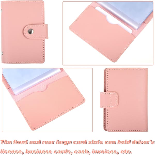 Lær kredittkortholder lommebok Basic kortholder (rosa)