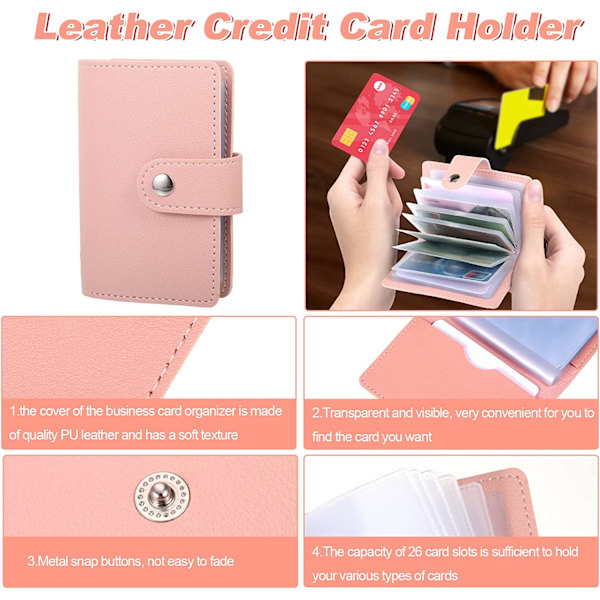 Läder Kreditkortshållare Fickplånbok Basic Korthållare (Rosa)