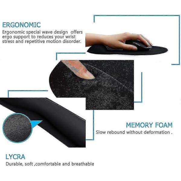 Musemåtte Memory Foam Håndled Ergonomisk Skridsikker Musemåtte Hånd