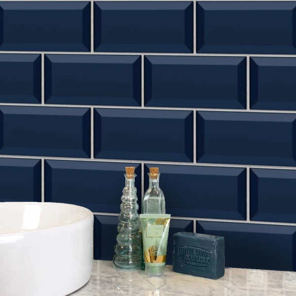 20X10cm 27Pcs Peel and Stick Transfers Sticker On Tiles, Self-Adhesive Water-Resistant PVC Tile Decals Backsplash for Home Kitchen Decor, Navy Blue