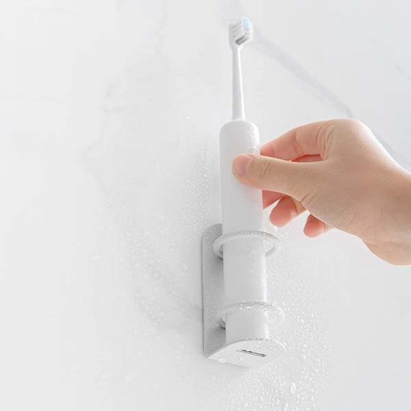 2-pack elektriska tandborsthållare på väggen (vit)