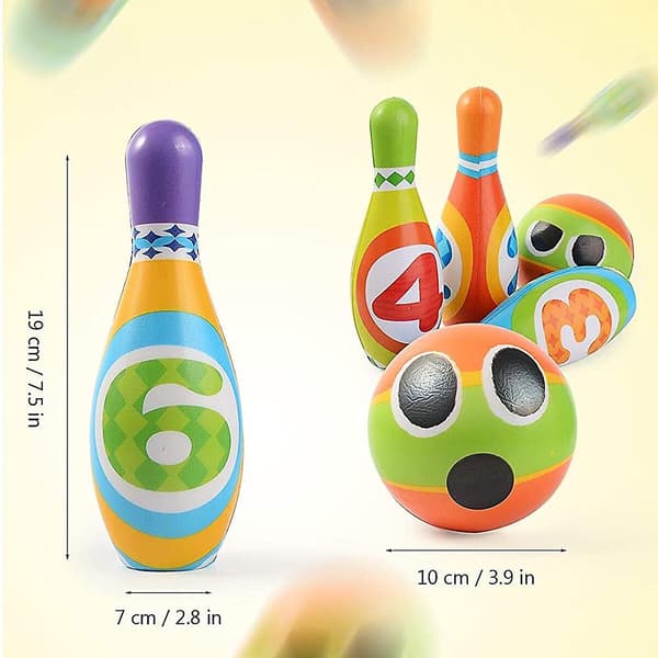 Bowlingspel Set för Barn, Barnbowling med 10 Käglor och 2 Bollar