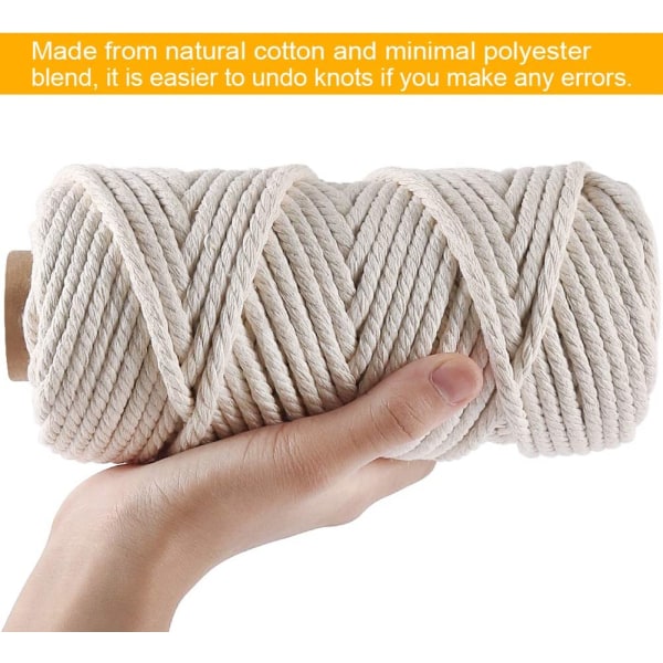 6mm Macrame Cord, 165 Feet Thick Cotton Macrame Rope(Beige)